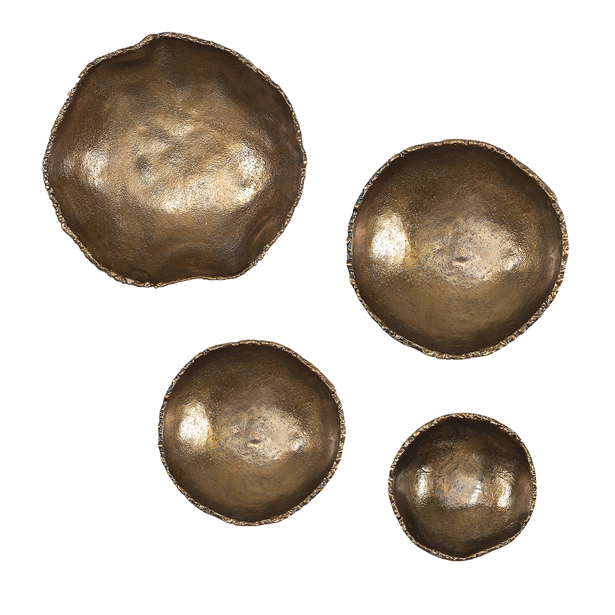 Contemporary Gold Aluminum 11" Wall Bowl Figurine, Set of 4