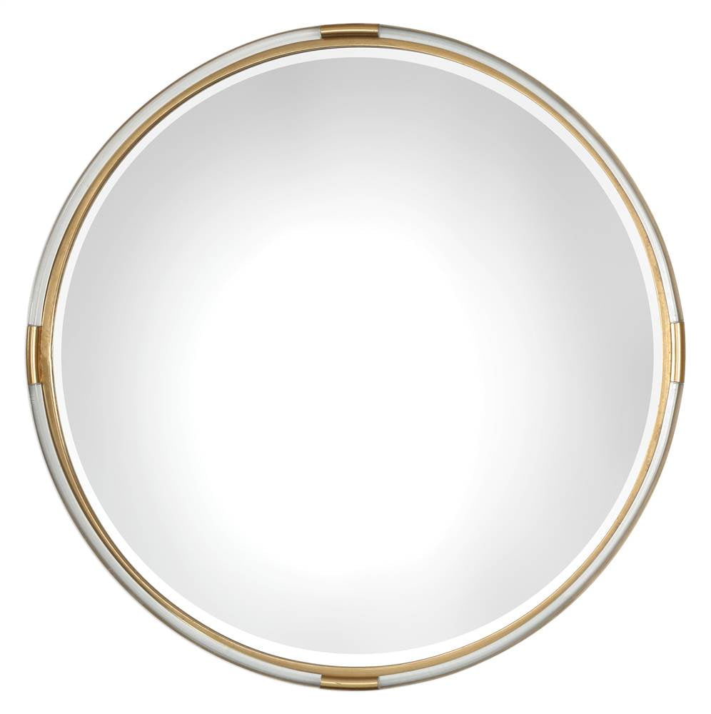 Mackai 38" Round Gold Leaf Mirror with Acrylic Accents