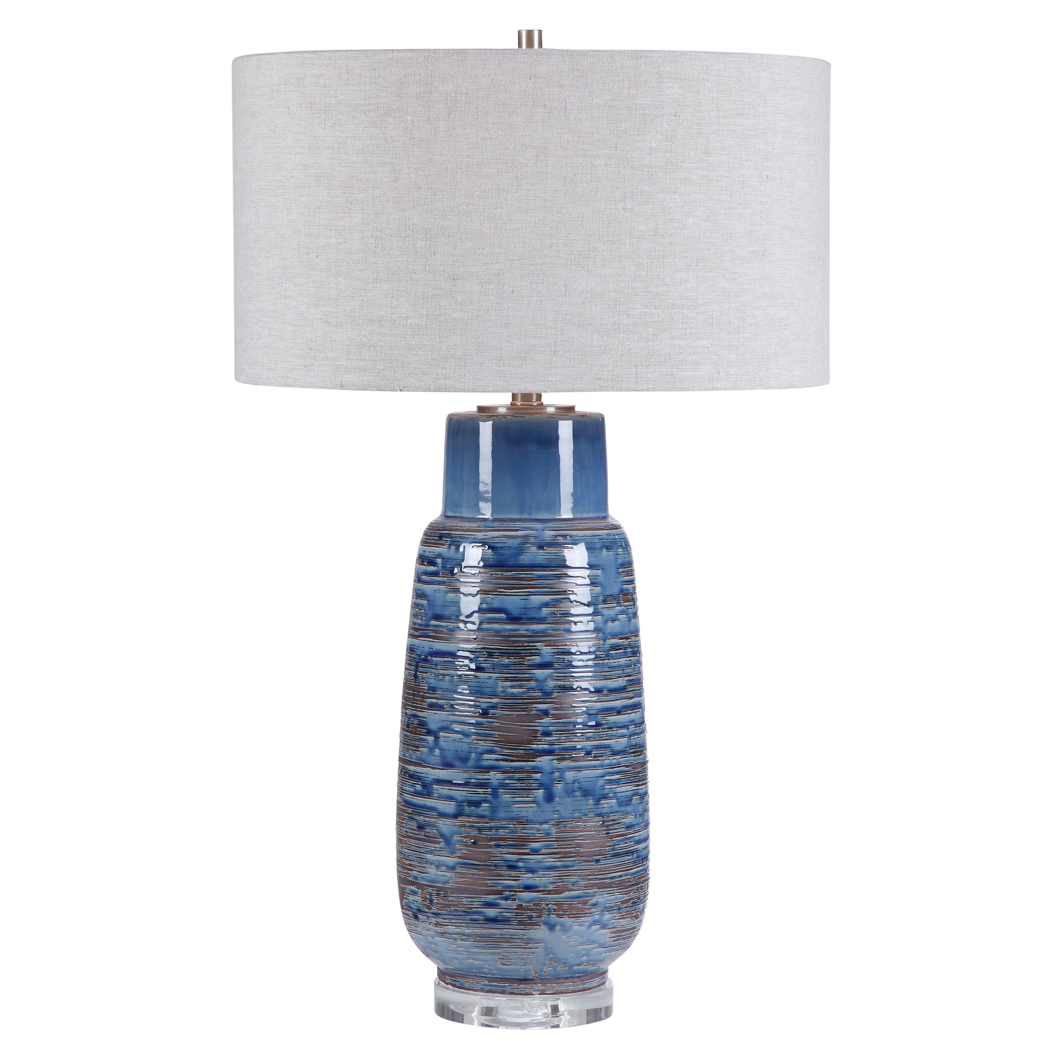 Uttermost Magellan Coastal Ceramic and Iron Table Lamp in Aged Indigo Blue
