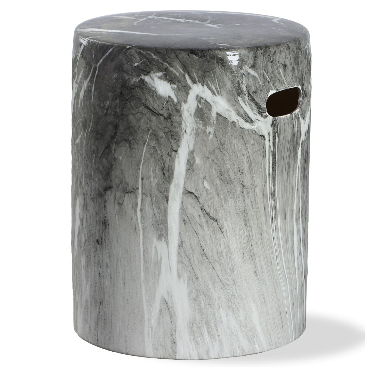 Marvel 17" Black and White Marbled Ceramic Garden Stool