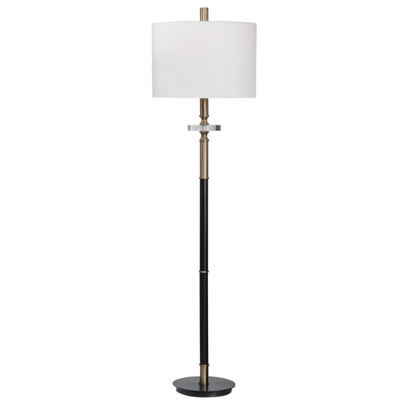 Uttermost Maud Traditional Steel Metal Floor Lamp in Aged Black/Antique Brass