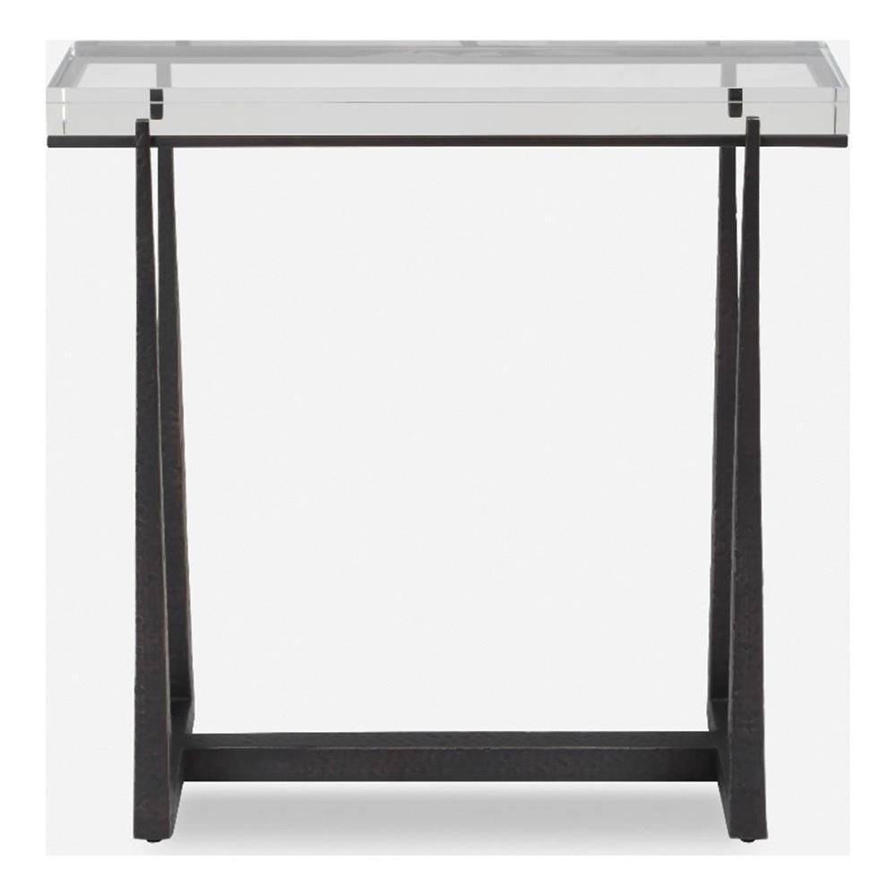 Midas Bronze Rectangular Accent Table with Crystal Top