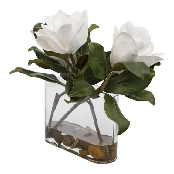 Uttermost Middleton Glass and Stone Magnolia Flower Centerpiece in Clear