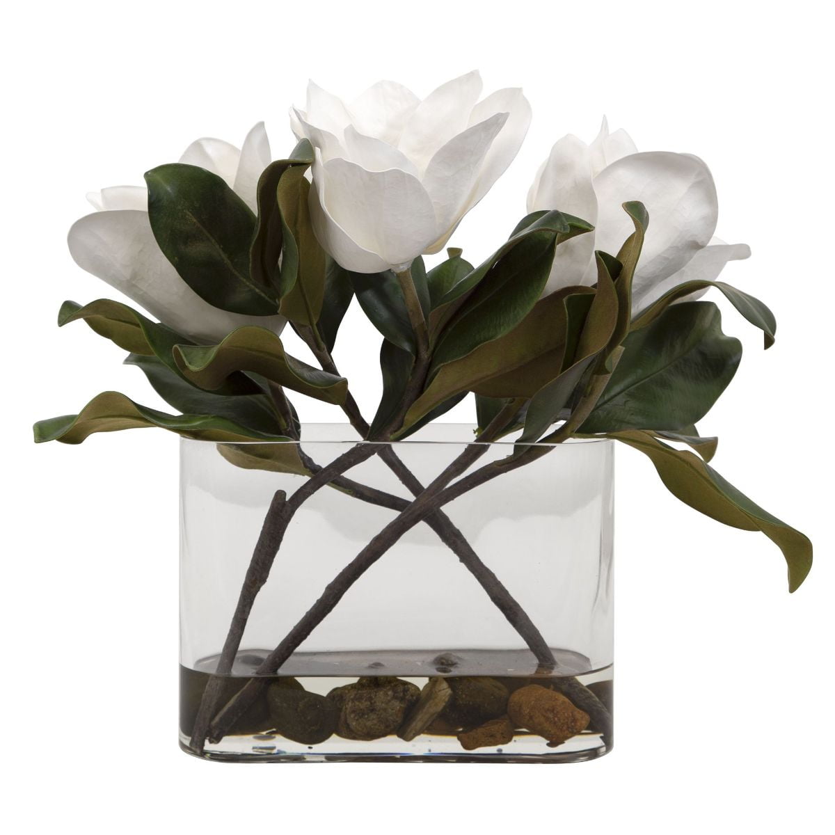Contemporary Transparent Tabletop Magnolia Centerpiece