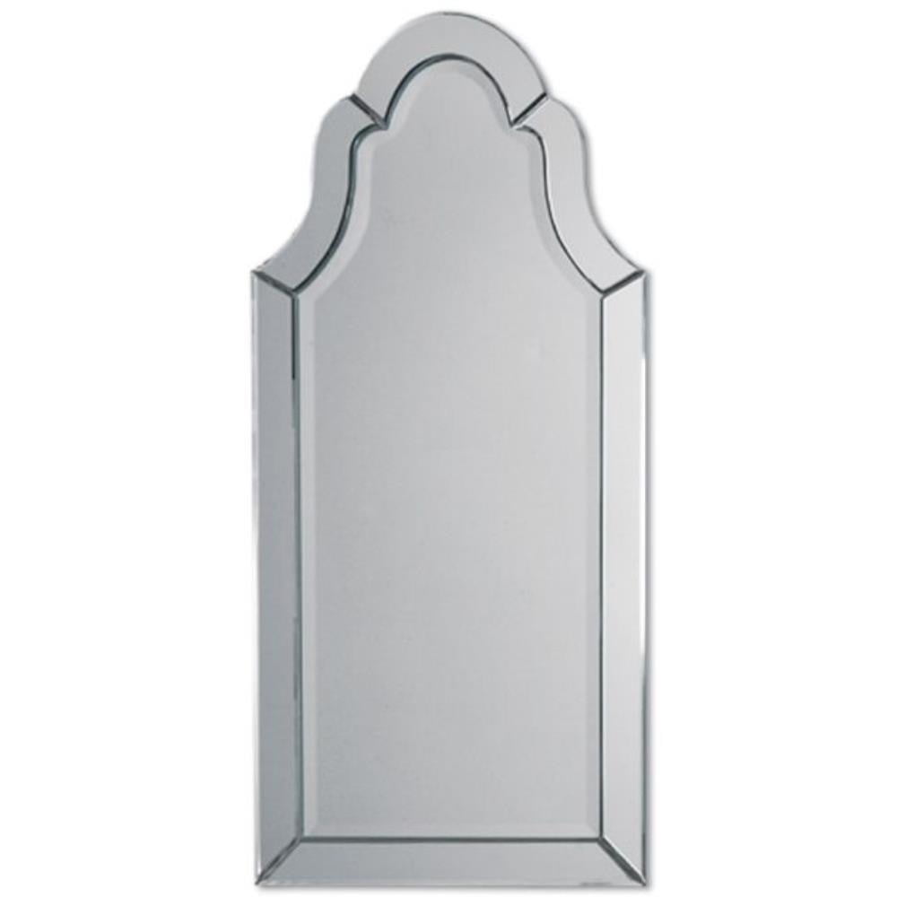 Frameless Arched Beveled Wall Mirror with Polished Edges
