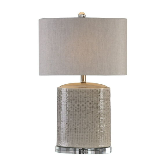 Uttermost Modica Ceramic and Crystal Table Lamp in Taupe and Beige