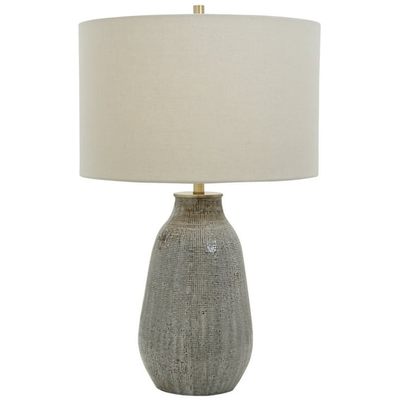 Uttermost Monacan Ceramic and Steel Table Lamp in Neutral Gray/Taupe