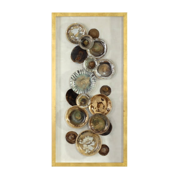 Uttermost Myla Contemporary Wood and Iron Wall Art in Gold/White