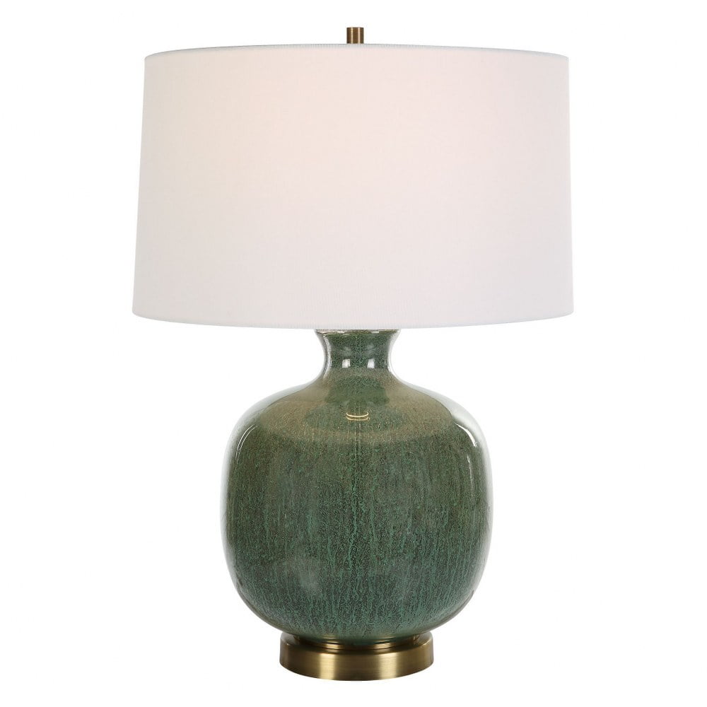 Uttermost Nataly Coastal Ceramic and Fabric Table Lamp in White/Green