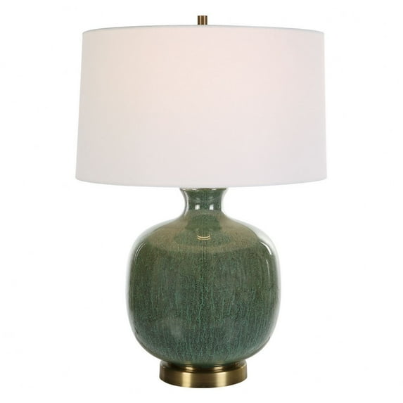 Uttermost Nataly Coastal Ceramic and Fabric Table Lamp in White/Green