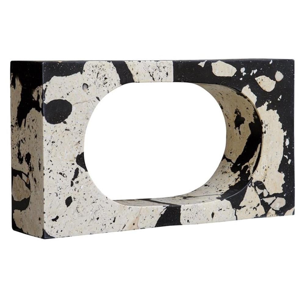 Transitional Black and White Coral Resin Sculpture 8x15"