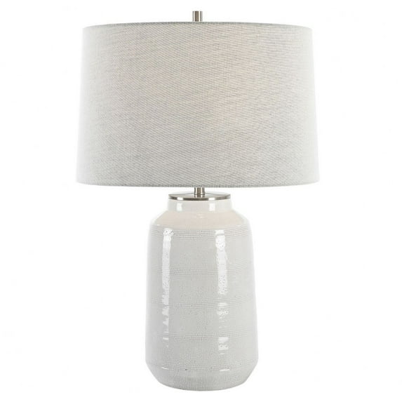 Uttermost Odawa Coastal Ceramic and Fabric Table Lamp in Off White/Nickel