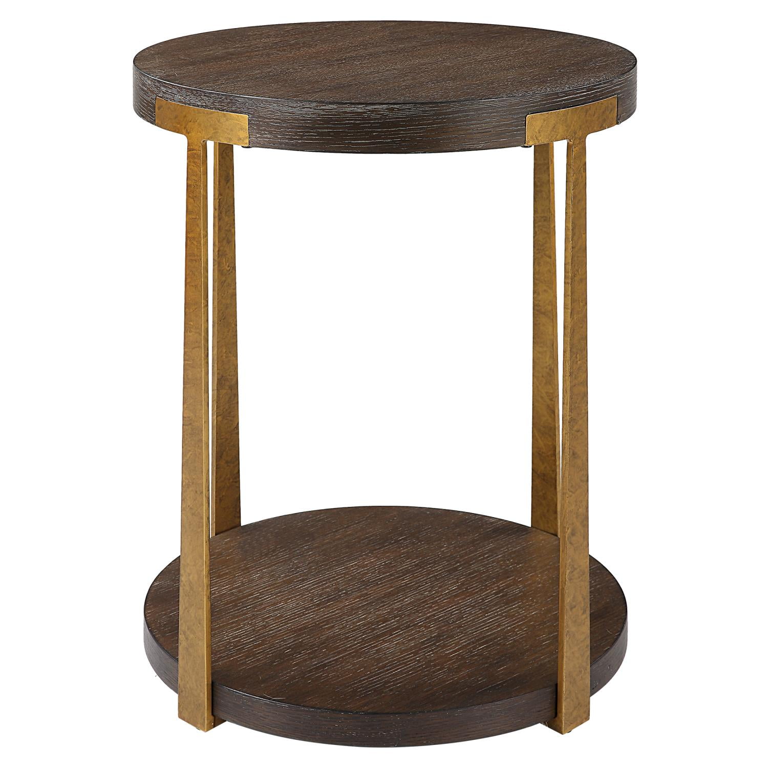 Uttermost Palisade Round Wood Side Table in Coffee