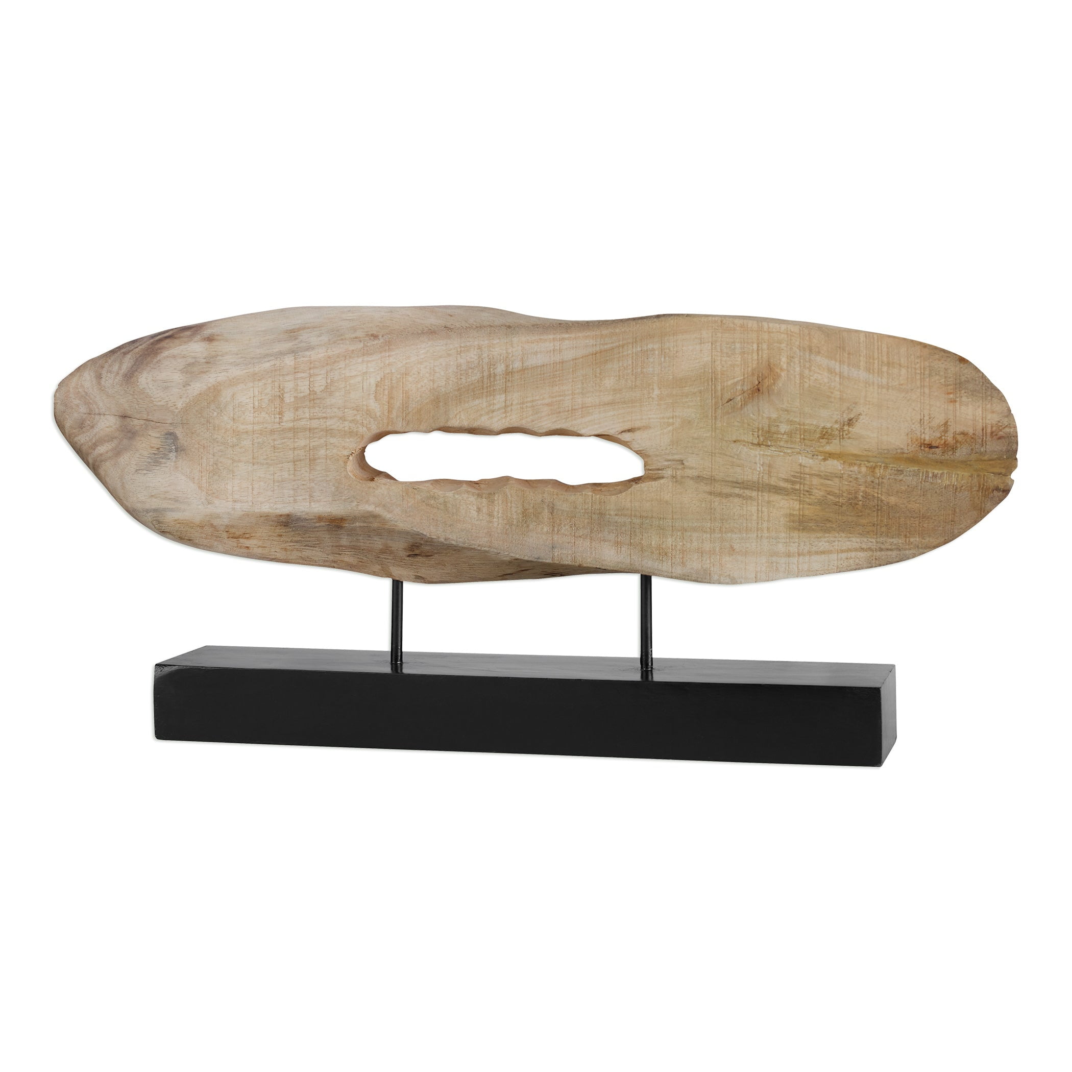 Natural Mango Wood and Iron Coastal Sculpture