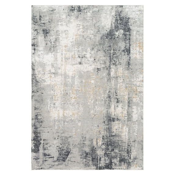 Uttermost Paoli 108x147" Modern Viscose Fabric Rug in Light Gray/Charcoal