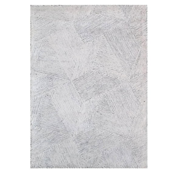Uttermost Paonia 108x144" Modern Wool Geometric Rug in Gray and Ivory