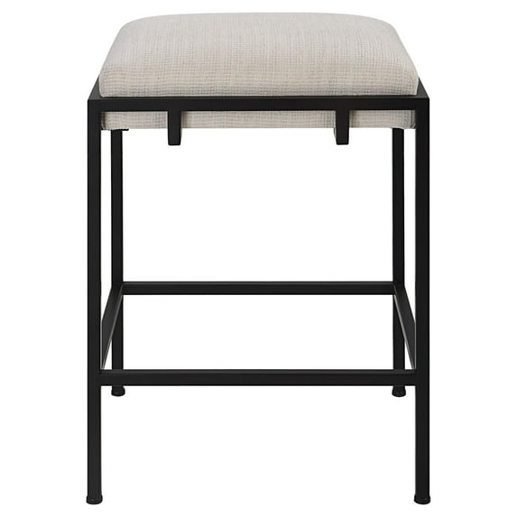 Uttermost Paradox 27" Contemporary Iron and Fabric Counter Stool in Black/White