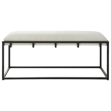 Uttermost Paradox Iron Metal and Fabric Bench in White/Matte Black