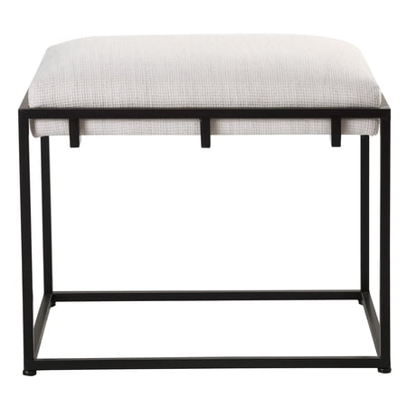 Uttermost Paradox Small Contemporary Iron MDF and Linen Bench in White