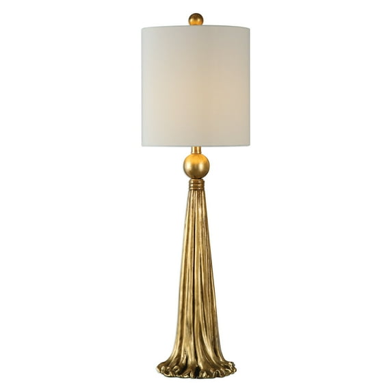 Uttermost Paravani Resin Steel and Fabric Table Lamp in Gold and White