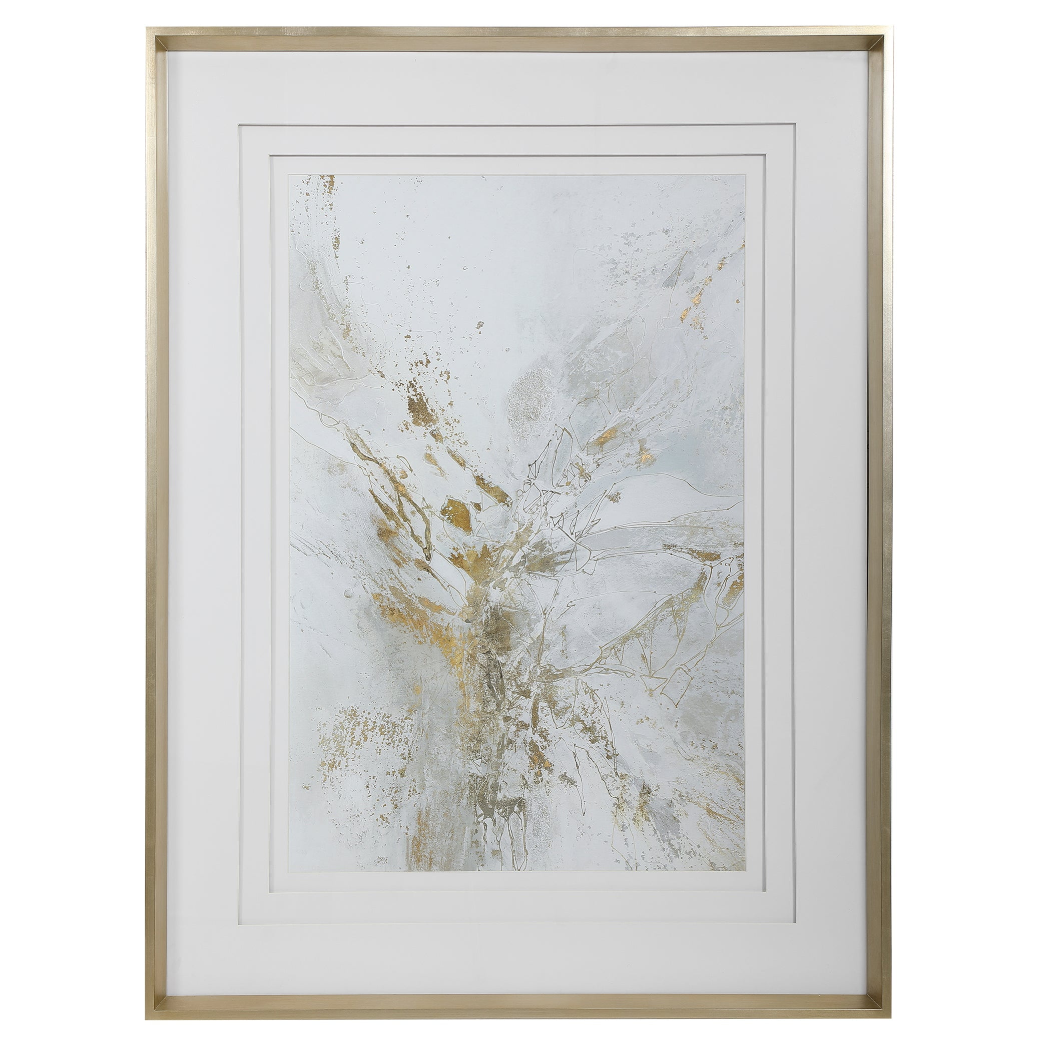 Uttermost Pathos Wood and Glass Framed Abstract Print in Gray/Gold