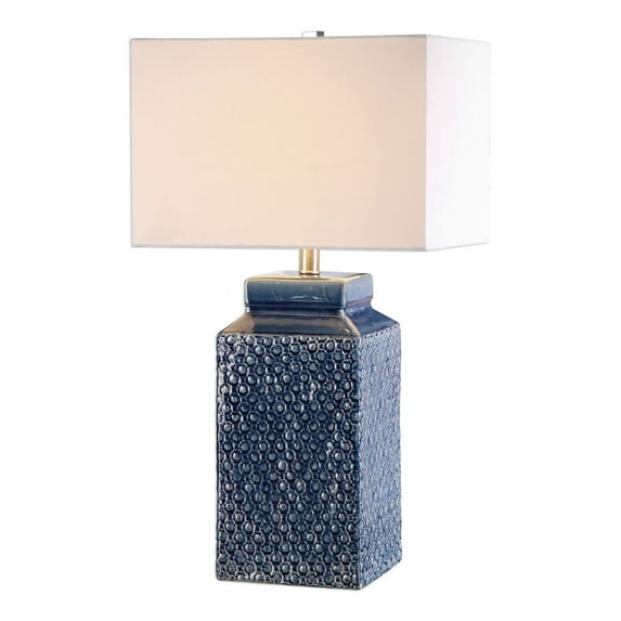 Uttermost Pero Ceramic and Iron Table Lamp in Sapphire Blue and Nickel