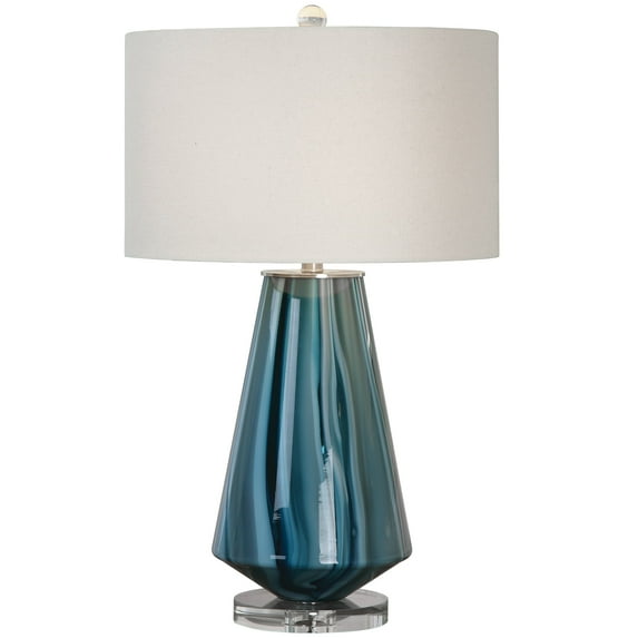 Uttermost Pescara Glass Crystal and Metal Table Lamp in Teal Blue/Ivory
