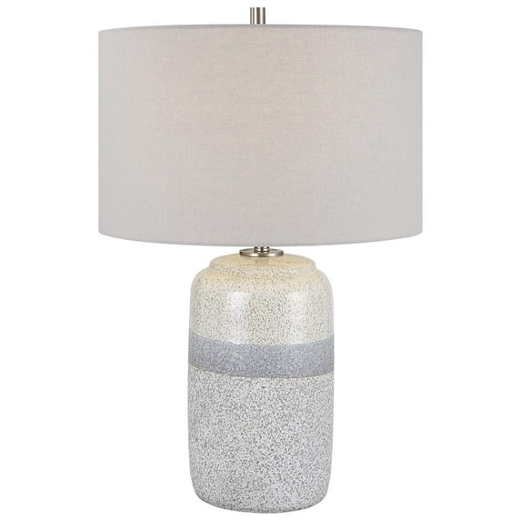 Uttermost Pinpoint Ceramic and Fabric Specked Table Lamp in Gray and White