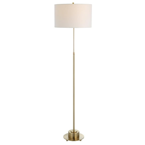 Uttermost Prominence Contemporary Metal and Fabric Floor Lamp in Brass/Gold