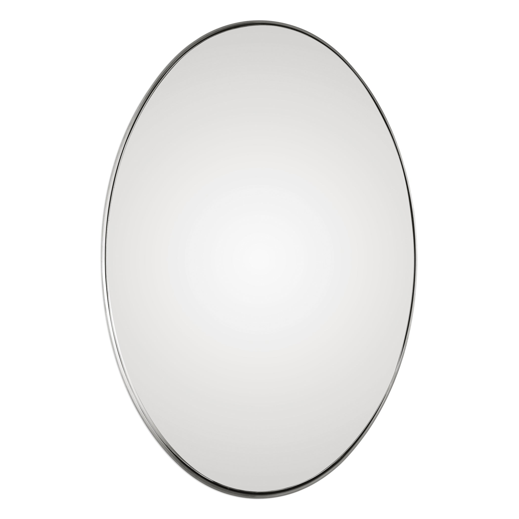 Transitional Pursley Brushed Nickel Oval Vanity Mirror - 20" x 30"