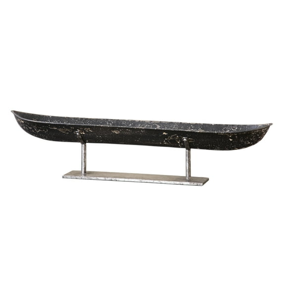 Uttermost River Boat Coastal Metal Sculpture in Black and Silver Finish