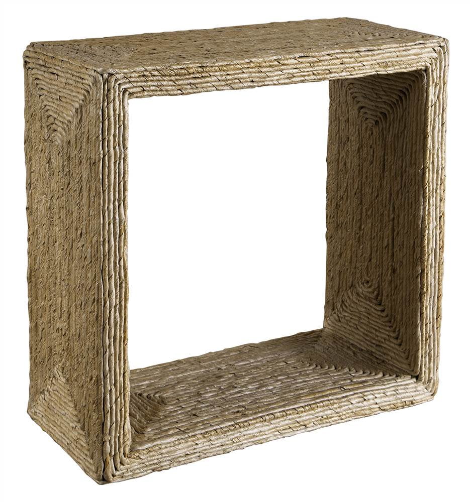 Coastal Breeze 22" Square Woven Banana Plant Wood Accent Table