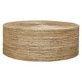 thumbnail image 1 of Uttermost Rora Round Coastal Wood and Banana Plant Woven Coffee Table in Brown, 1 of 7