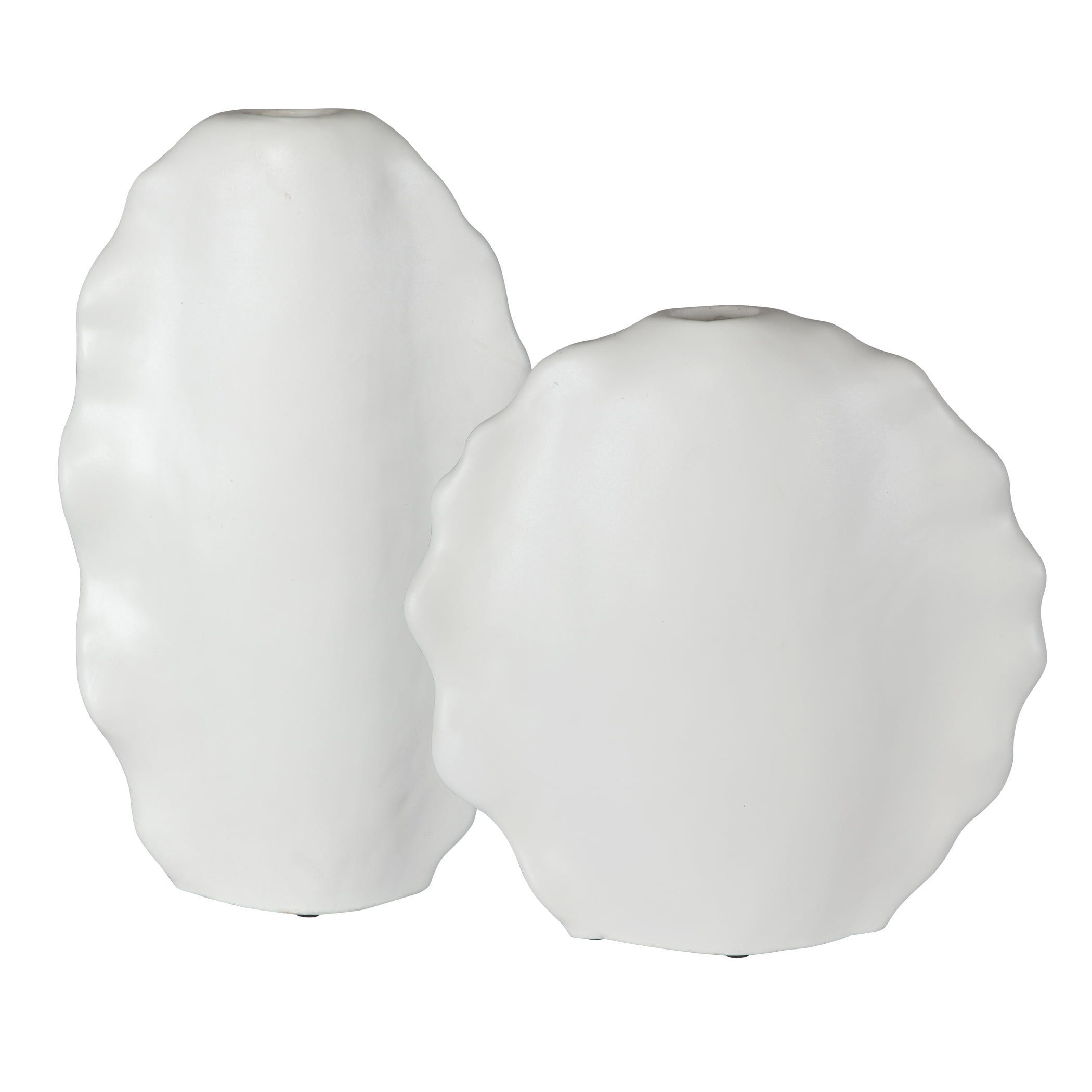Contemporary Matte White Ceramic Vase Duo 12"x20"