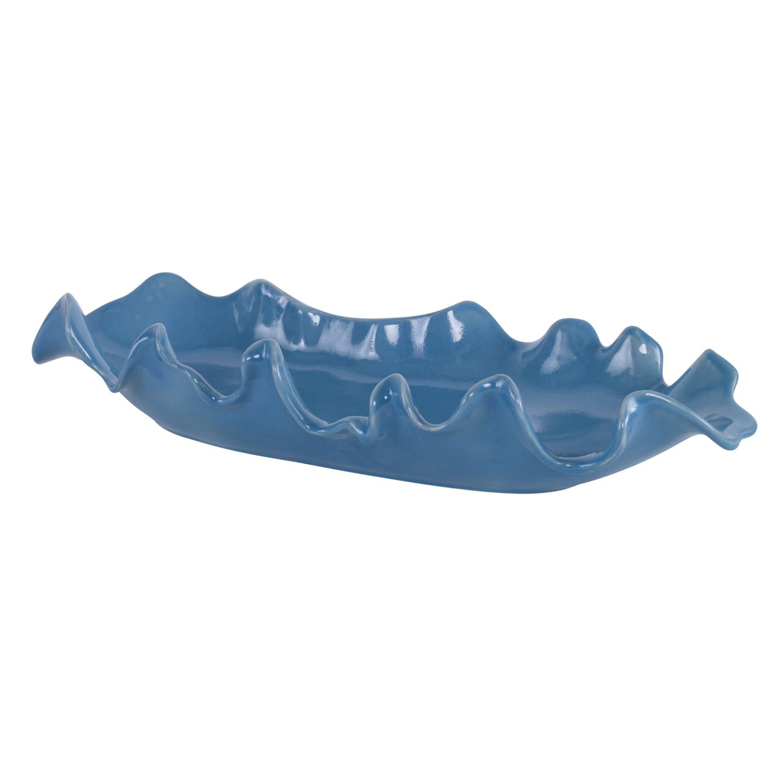 Uttermost Ruffled Feathers Earthenware Ceramic and Glaze Bowl in Blue