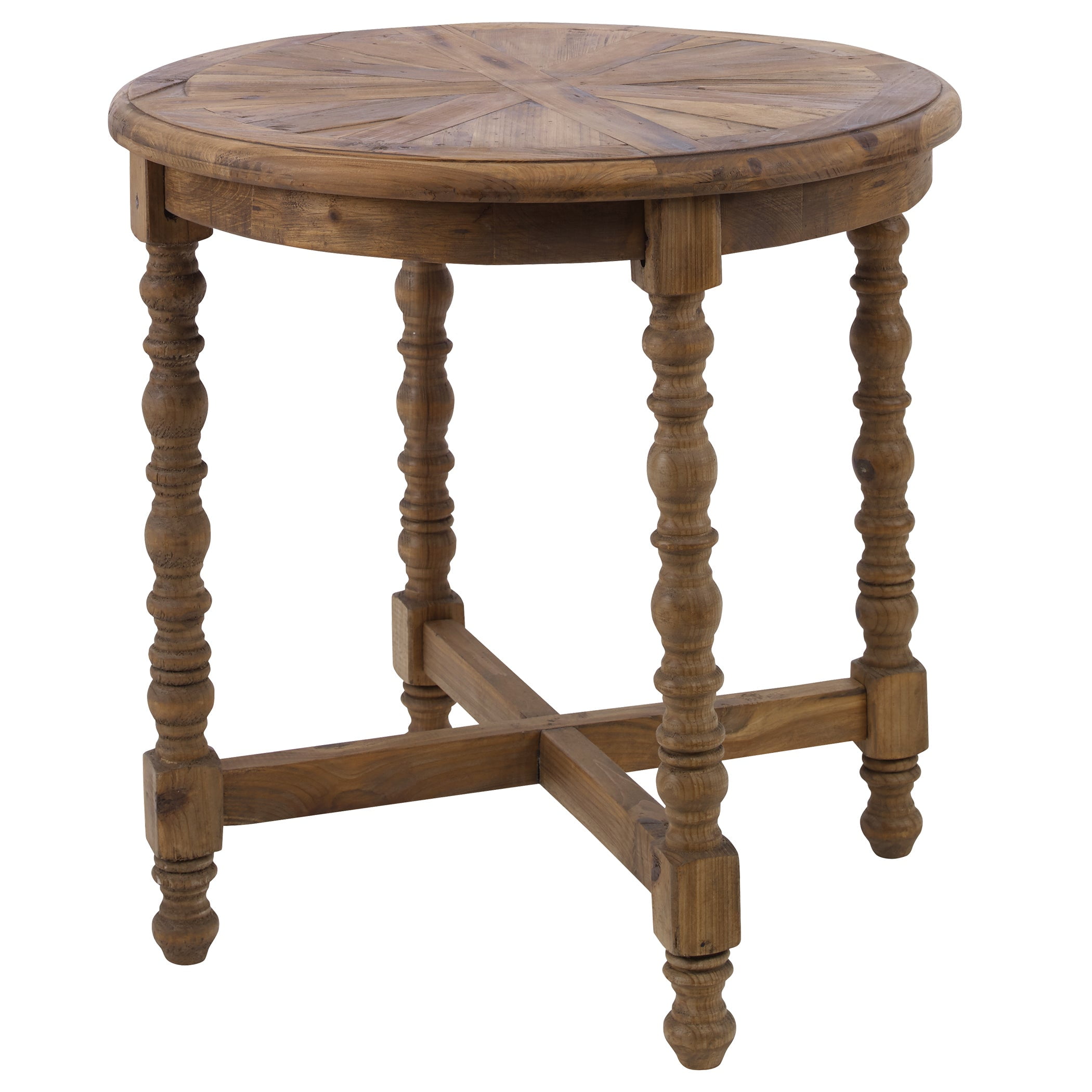 Traditional Round Brown Reclaimed Fir End Table, 26"