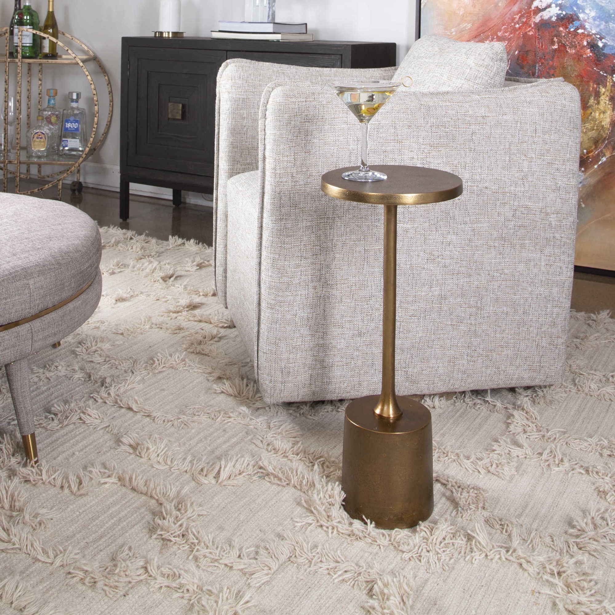 Sanaga 10'' Antique Gold Solid Aluminum Round Drink Table