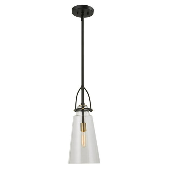 Uttermost Saugus 1-light Steel and Glass Pendant in Black and Brass