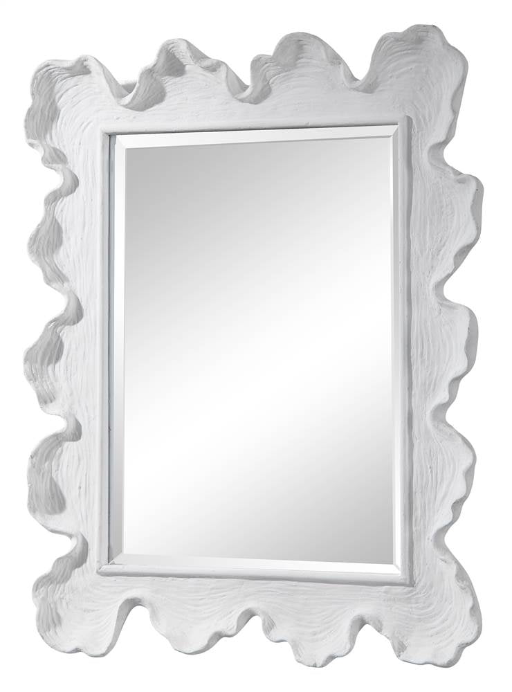 Matte White Coral Rectangular Coastal Mirror