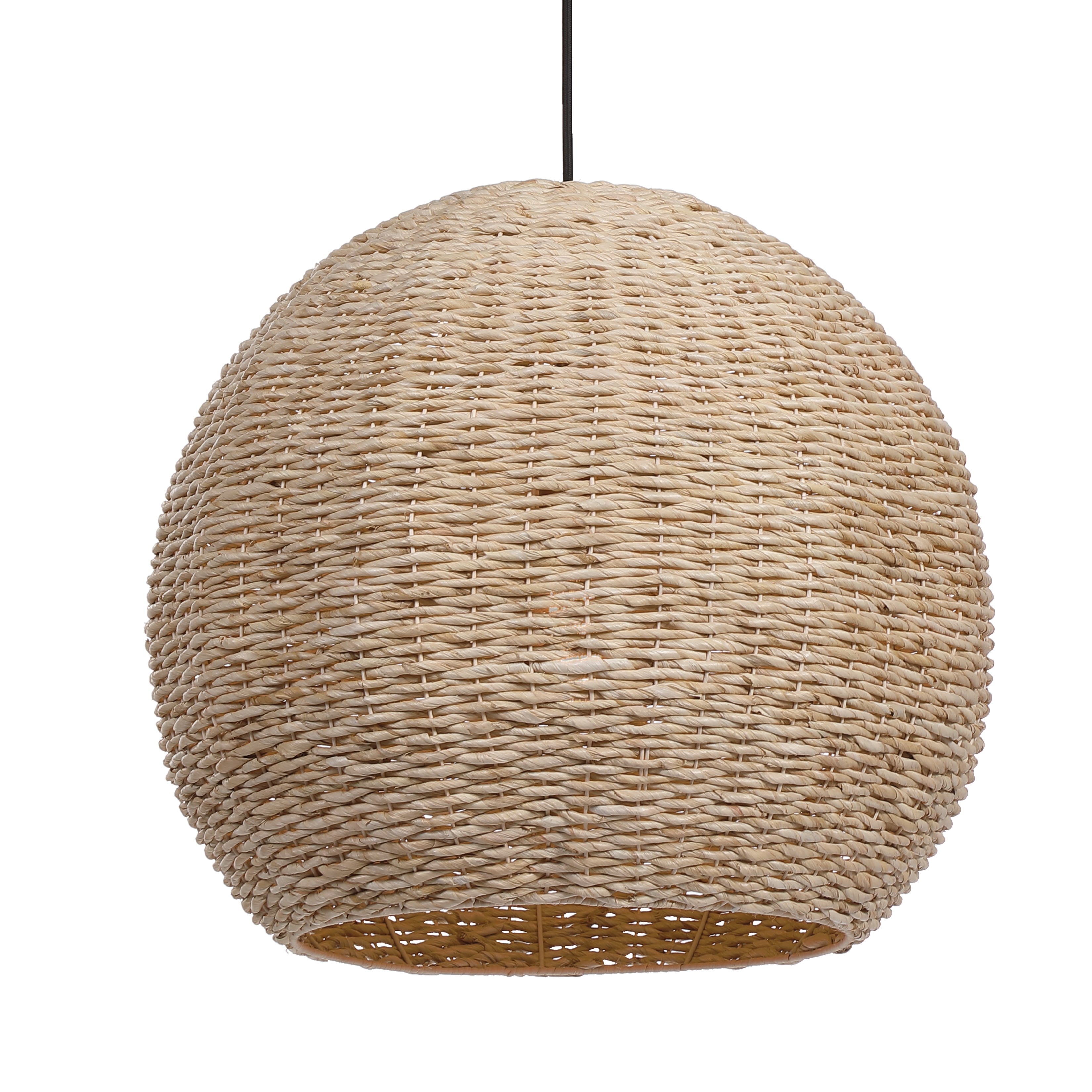 Antique Brass Seagrass Dome Pendant Light 24" Wide
