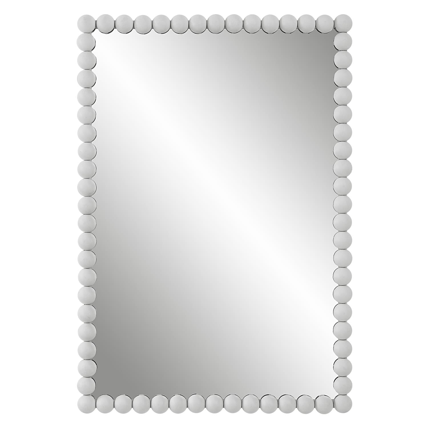 Sleek Rectangular Wood Dresser Mirror in Crisp White