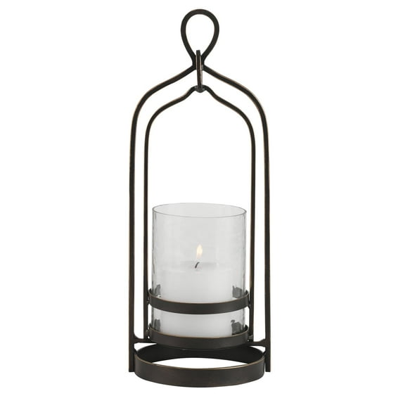 Uttermost Shepherd Farmhouse Metal and Glass Candleholder in Bronze