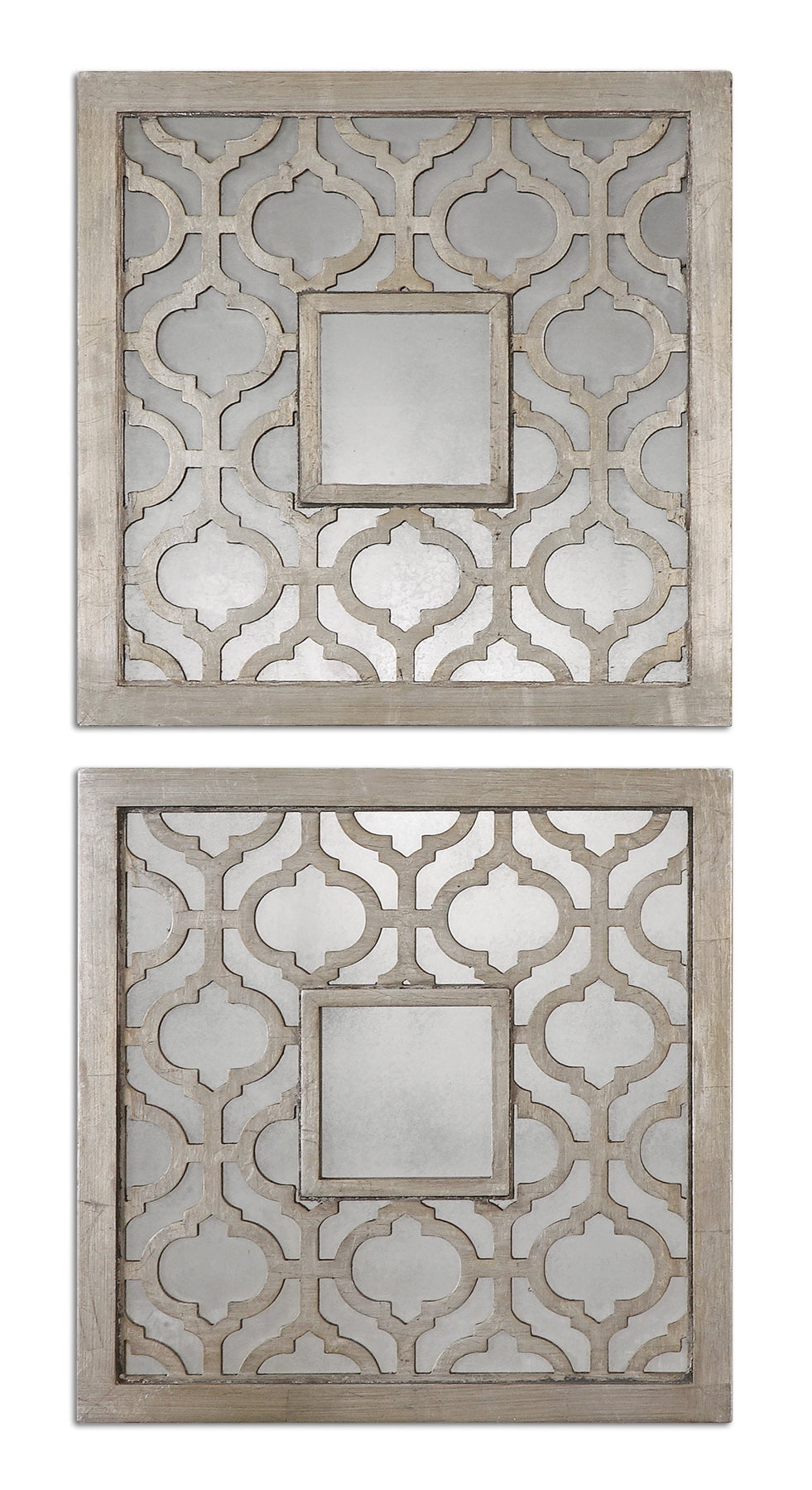 20" Square Silver Wood Transitional Mirror Set