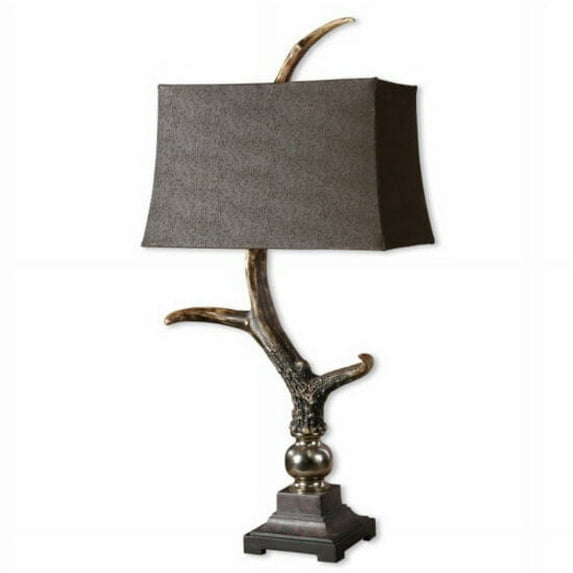 Uttermost Stag Horn Resin Table Lamp in Burnished Bone Ivory/Chocolate
