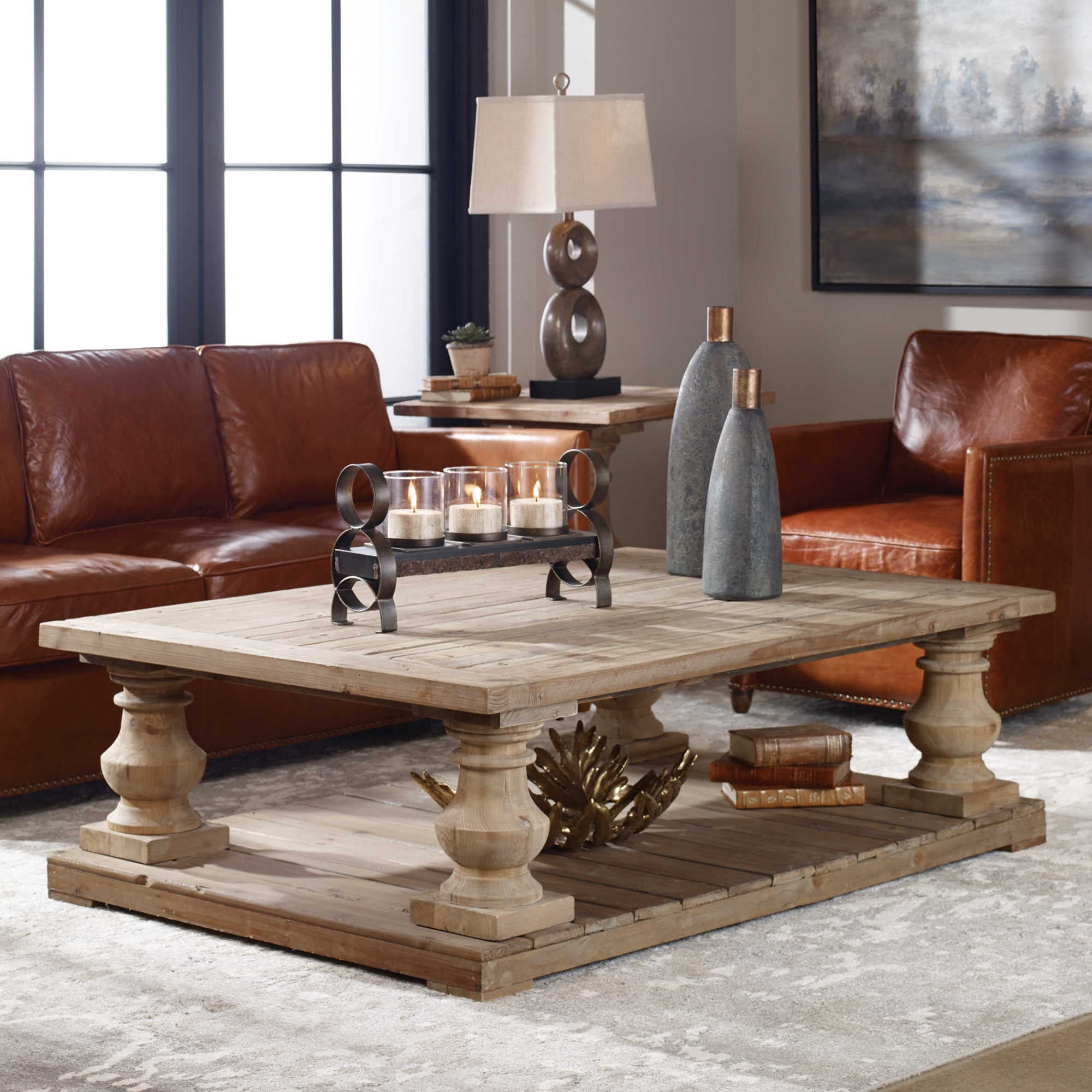 Stratford Gray and Brown Reclaimed Wood Rectangular Coffee Table