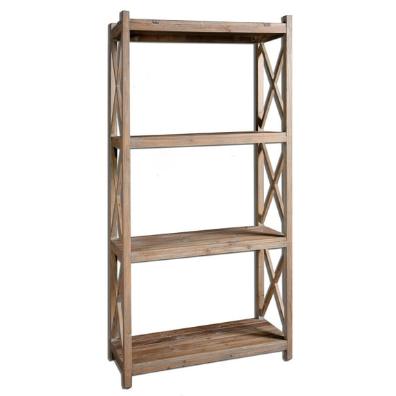 Uttermost Stratford Reclaimed Fir Wood Etagere in Light Gray Glaze