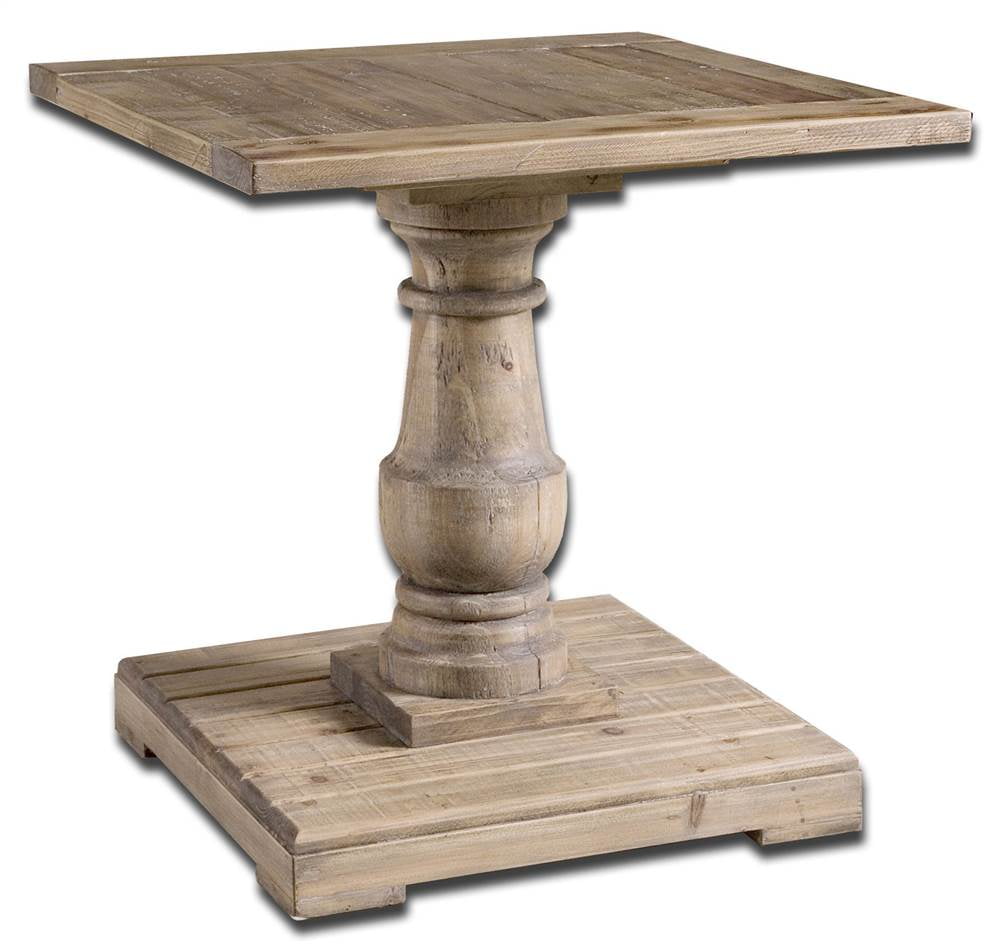Natural Reclaimed Fir Wood Pedestal End Table