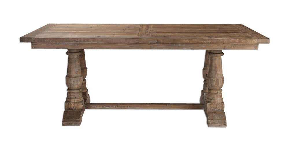 Stratford 76" Stony Gray Reclaimed Wood Rustic Dining Table