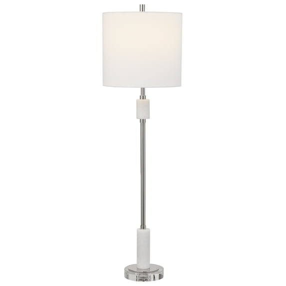 Uttermost Sussex Traditional Crystal and Metal Buffet Lamp in Nickel/White