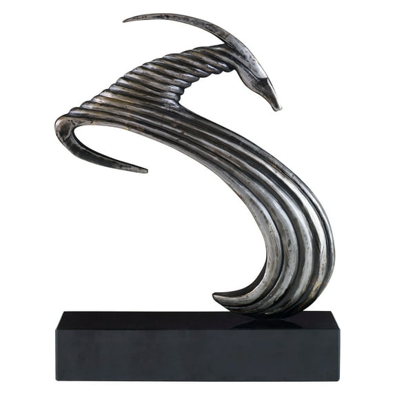 Uttermost Take The Lead Contemporary Iron and Marble Ram Sculpture in Silver